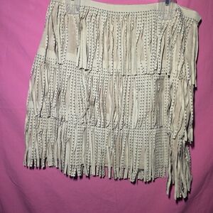 Forever 21 Beige Studded Fringe Mini Skirt